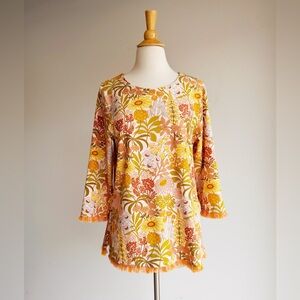 Spartina 449 Floral Print Tunic Top • Size L • Made in Peru